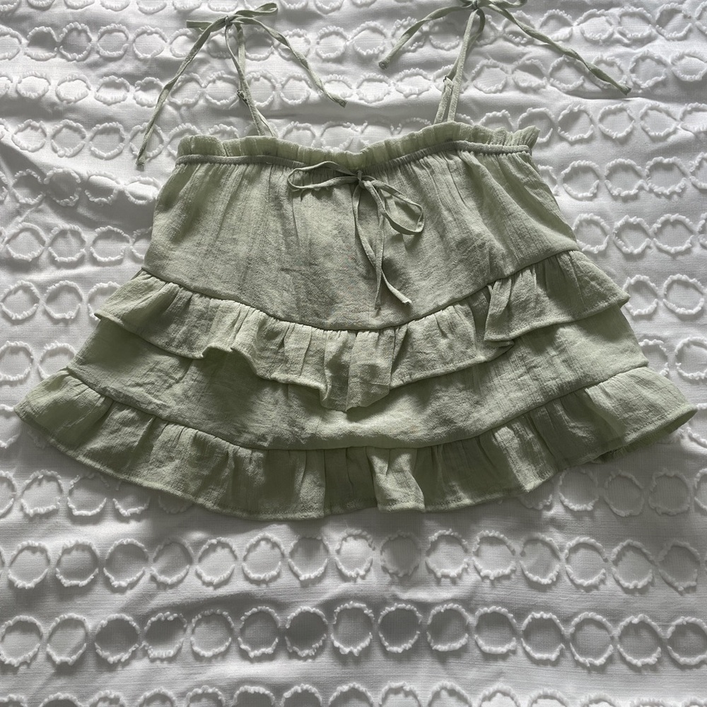 Blu Pepper Light Green Ruffled Camisole
